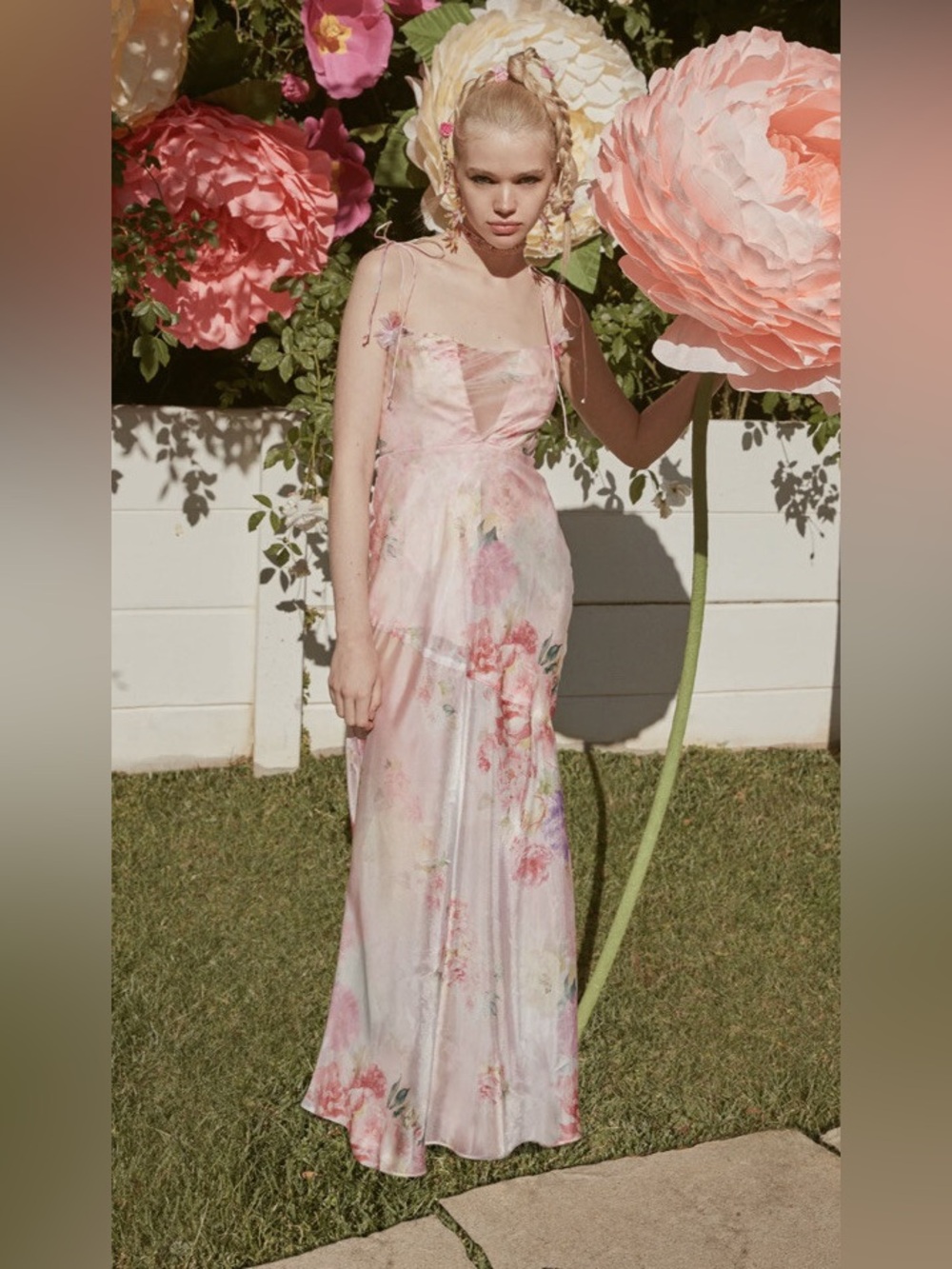For Love & Lemons Lisa Sheer Floral Maxi Dress